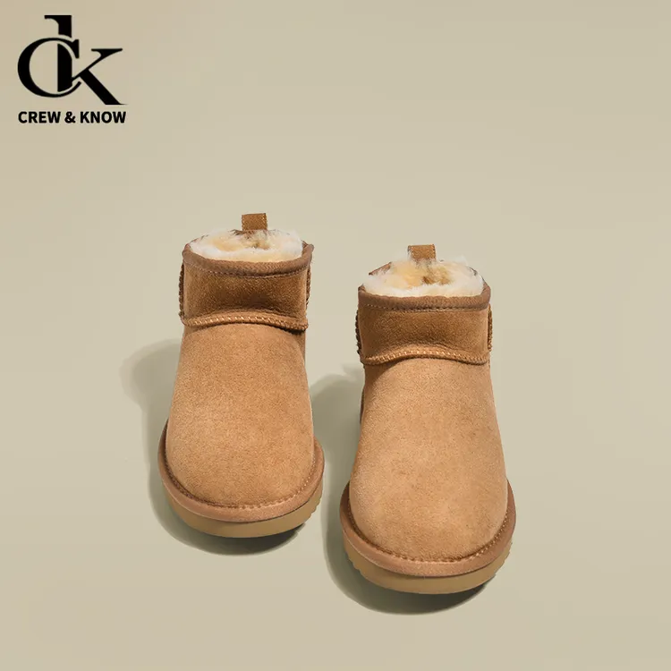 【CREW KNOW专柜正品】2025冬季包头毛毛雪地靴女低帮加绒外穿半拖