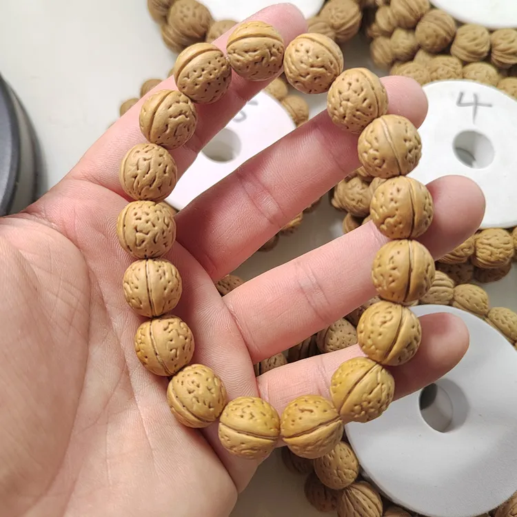 原皮原色无修肌肉浅纹桃核手串