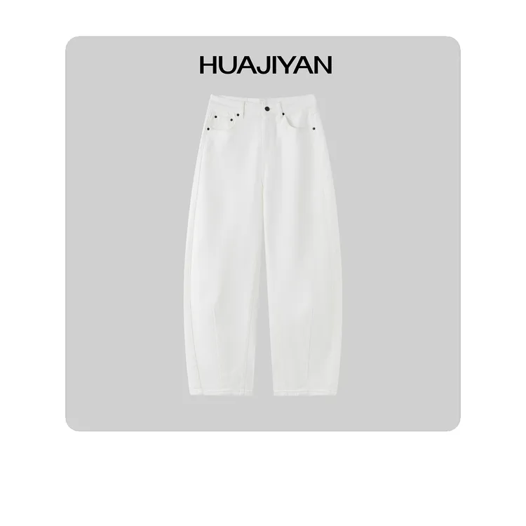 华吉言/HUAJIYAN【白露】天丝棉混纺舒适百搭弯刀牛仔裤
