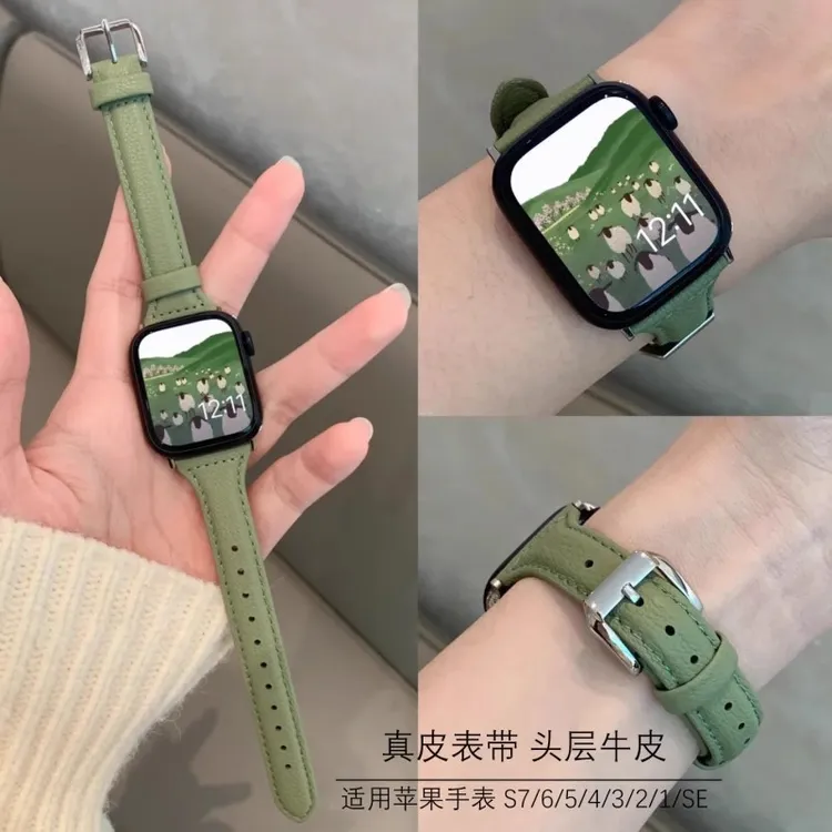适用苹果手表表带2/3/4/5/6/se代腕带applewatchs10代真皮小蛮腰