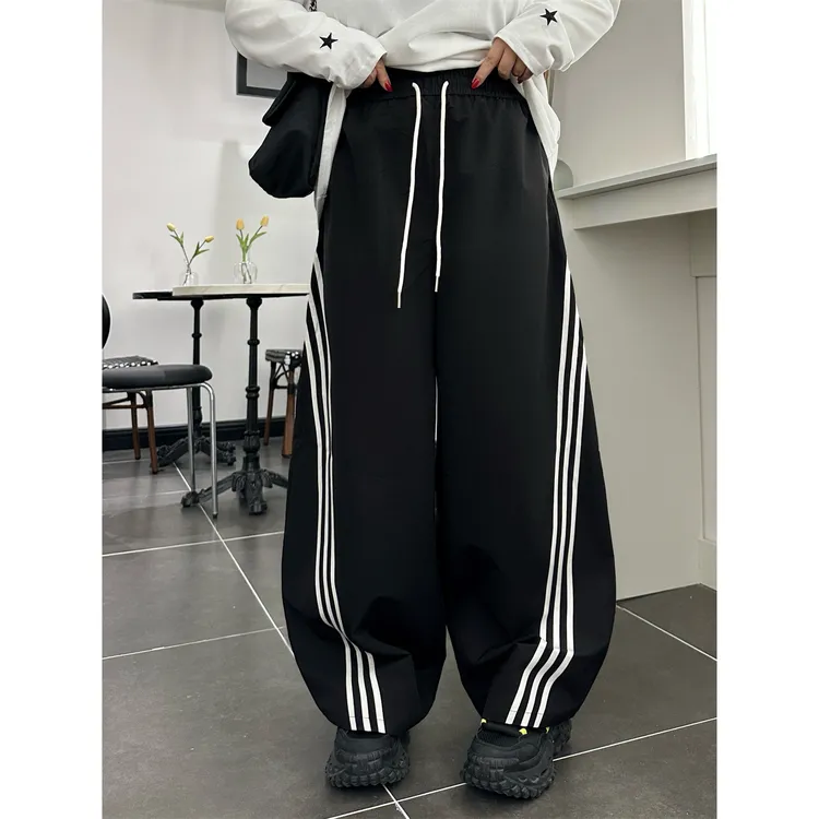 花契"达拉斯风"大码女装秋季宽松200斤胖mm美式复古阔腿裤4350-H