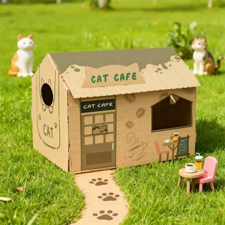 咖啡馆猫窝瓦楞纸板含猫抓板耐磨耐抓猫屋可磨爪猫咪玩具