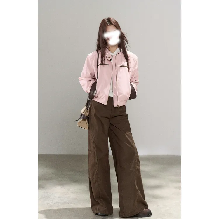 粉色皮衣外套女2025年秋季新款酷飒独特超好看休闲夹克