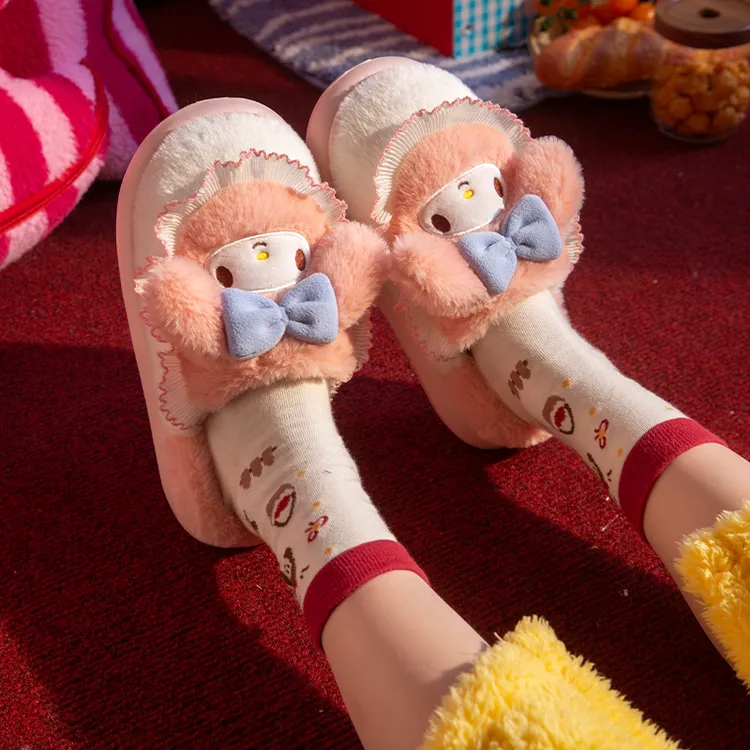 亲子三丽鸥冬季棉拖2025新款可爱卡通厚底加绒保暖防滑不臭脚棉鞋