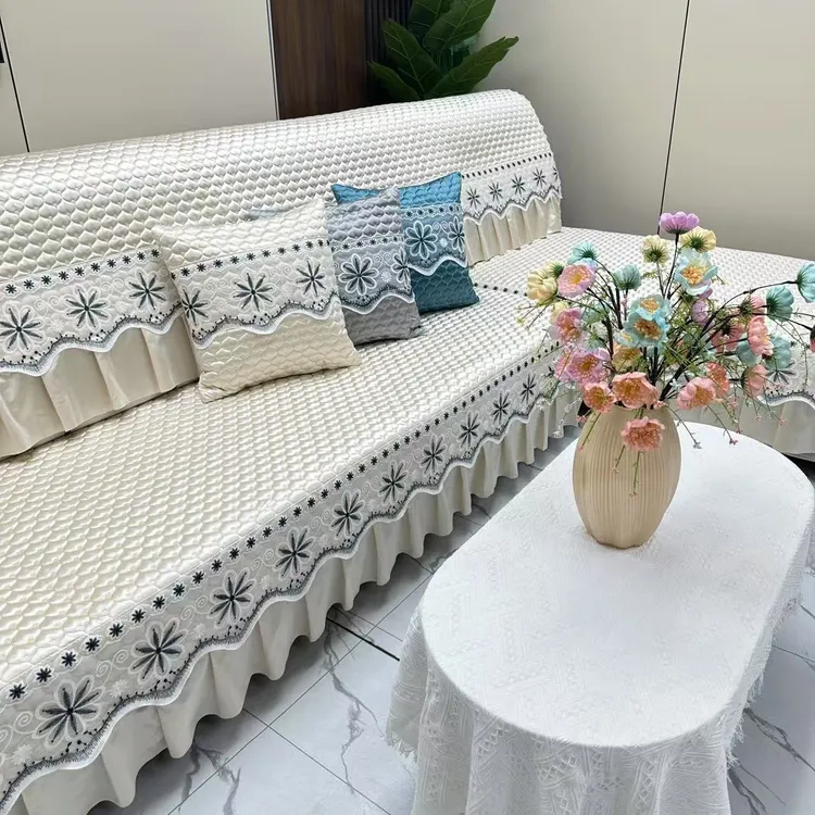 爆款天丝防滑加厚四季通用沙发垫轻奢全盖布艺靠背巾防滑耐磨