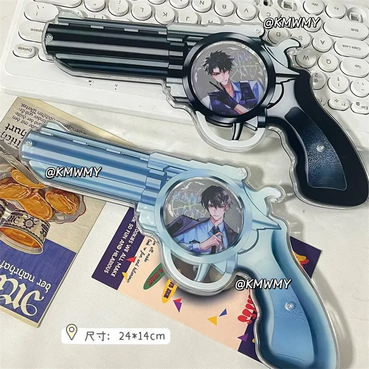 谷美展示框58mm痛枪左轮手枪酷炫二次元创意亚克力谷子收纳吧唧砖