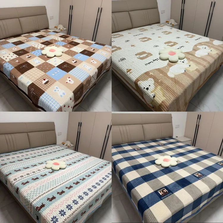 2025年新款冬季加厚保暖牛奶绒床盖防静电防滑榻榻米双面可铺盖