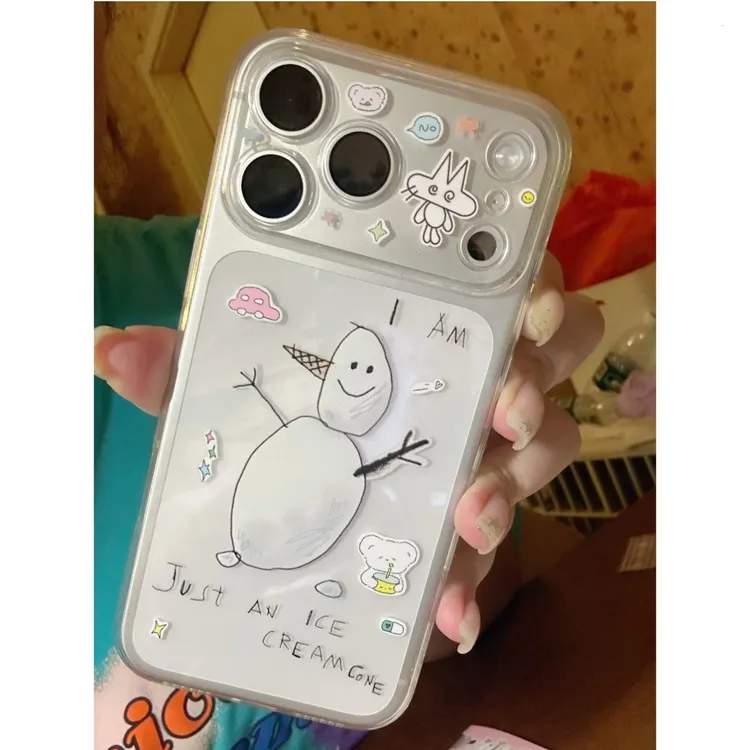 可爱小雪人适用苹果17Promax手机壳全包15/16Pro透明软12/13P防摔