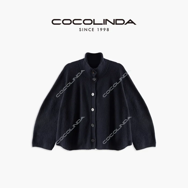 COCOLINDA | 羊毛藏青小高领开衫S2672