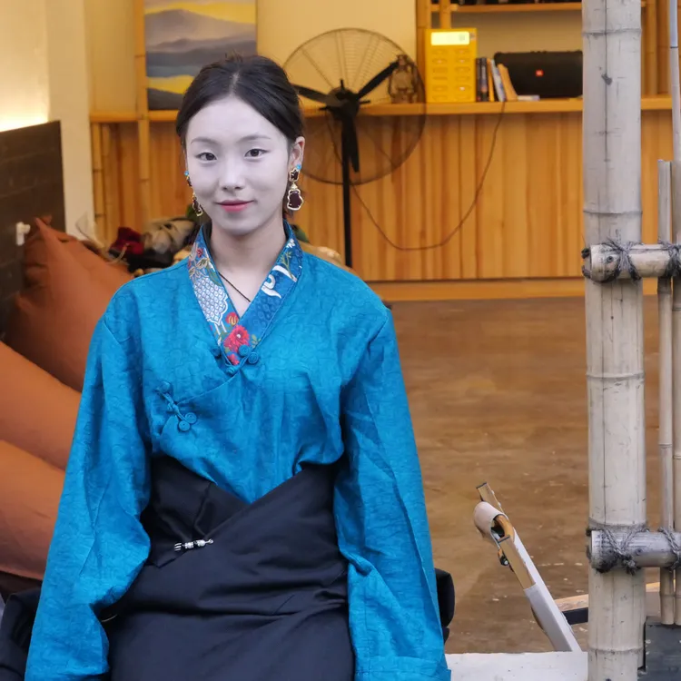 藏式纯色盘扣立领暗纹衬衫男女同款宽松版型民族风服饰