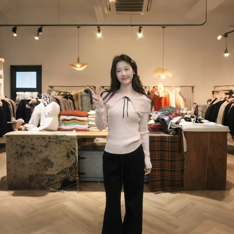 【闵笑一】粉莓心事 韩系假两件系带针织衫女秋冬设计感打底衫