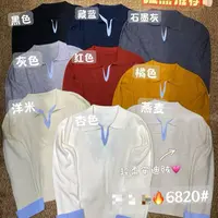 6820韩系设计感V领拼接格子针织衫（衣长55左右）