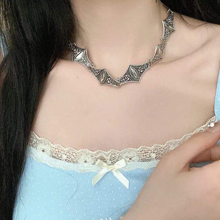 合金项链 韩系甜酷y2k重工项链民族风复古简约设计感锁骨链不掉色