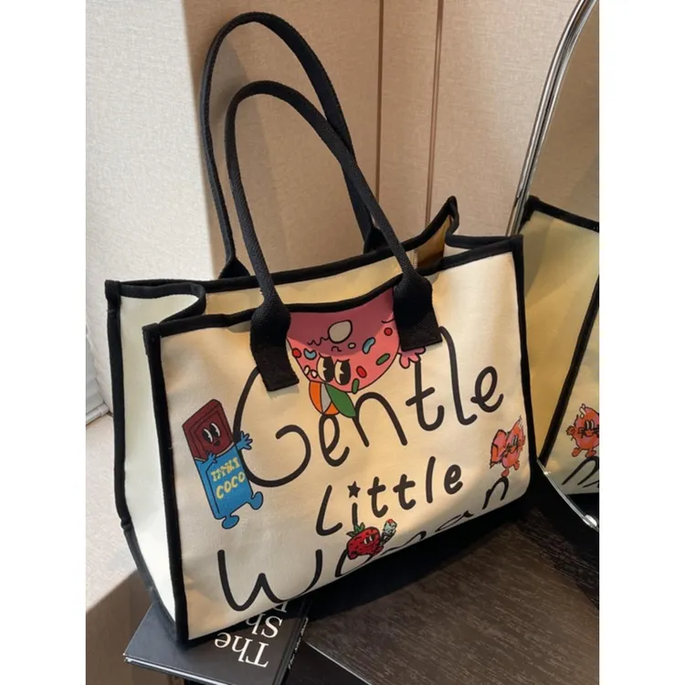 大容量包包女休闲时尚单肩包帆布通勤托特包轻便手提旅行包妈咪包