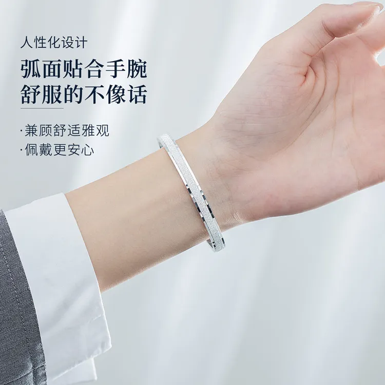 足银手镯 A12磨砂开口手镯女小众设计新款手饰不掉色少女手环