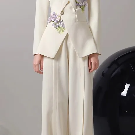 西装外套女2025气质设计感小众高级感阔腿裤职业套装小西服二件套