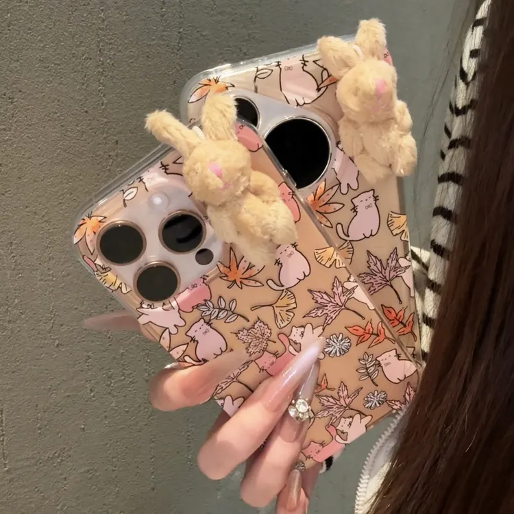 ZMGX碎花猫咪兔子适用iPhone17/16高透手机壳华为vivo小米oppo套