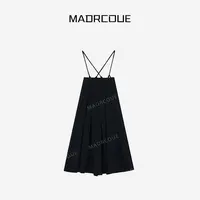 MADRCOUE 高腰皱褶显瘦显高九分背带裙裤子605184