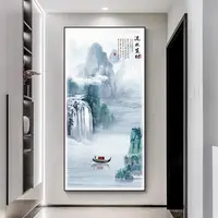 【流水生财】进门沙发背景装饰画高档挂画简约走廊过道壁画