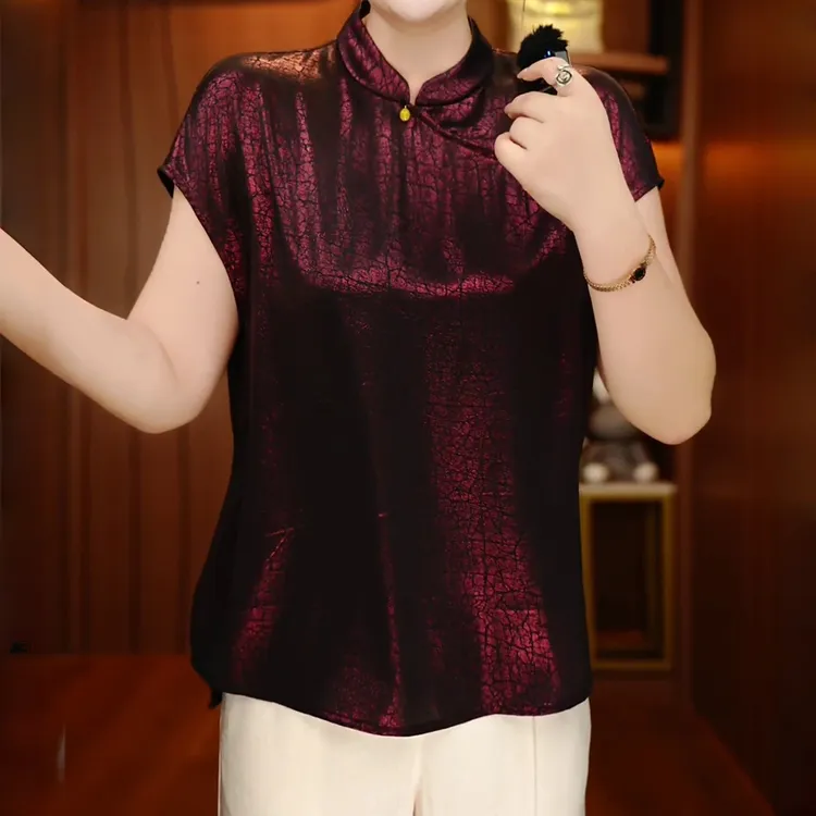 新中式国风盘扣短袖衬衫女2025夏季新款气质优雅休闲百搭显瘦上衣