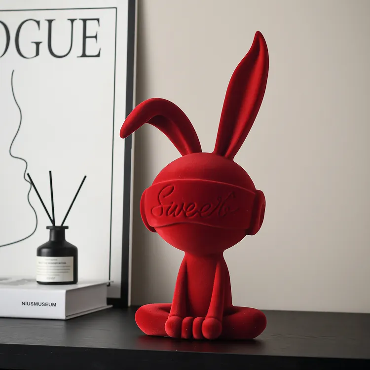 家居装饰品摆件兔子网红客厅玄关电视柜新房展示柜高端大气布置