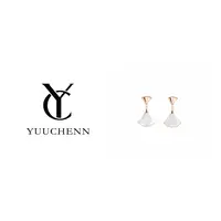 925银耳饰 YUUCHENN【白呗母扇子】    轻奢  女士 金色  耳钉