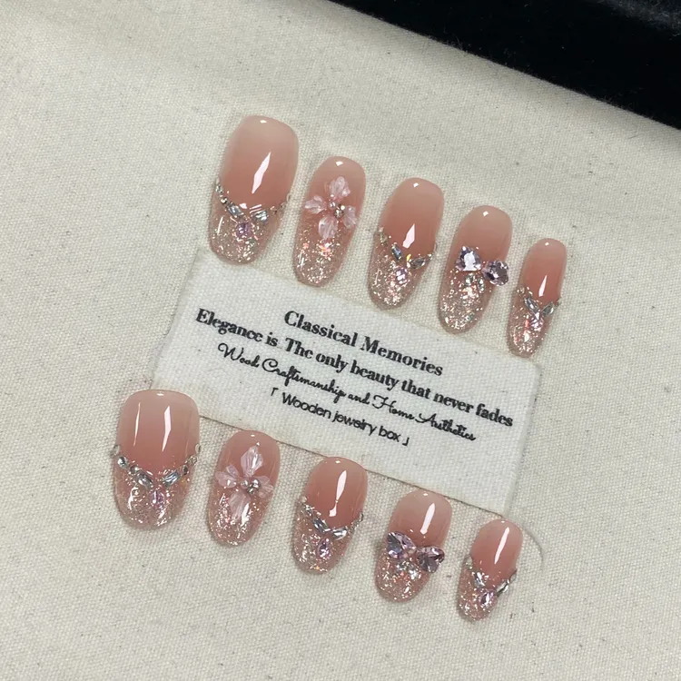 夏季 显白 手绘花 雕花【闭月羞花】JD2094 纯手工穿戴美甲