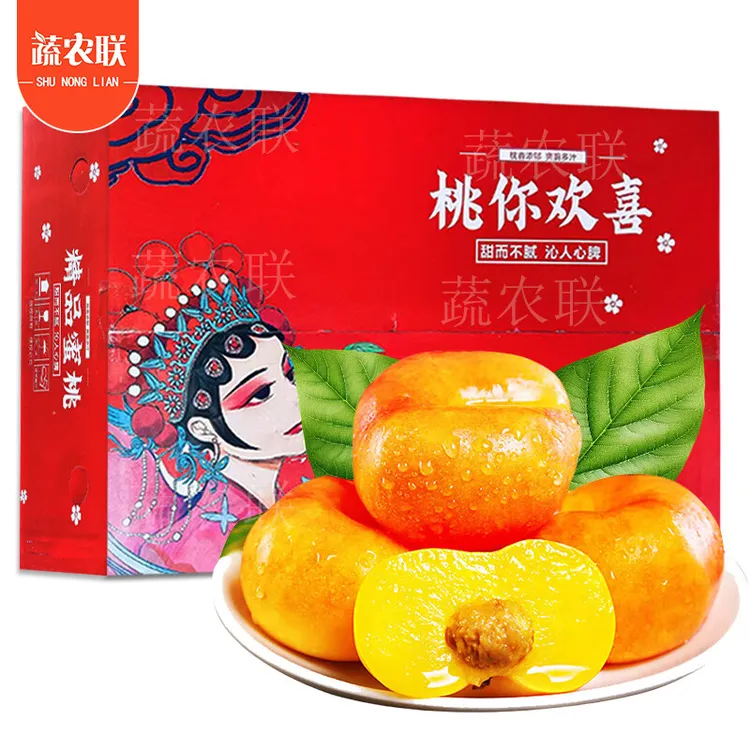 蔬农联 山东蒙阴黄金油蟠桃净重3/4.5斤中果 单果100g 源头直发