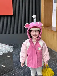 女童粉色卡通冲锋衣夹棉外套（THFZ-6532-冬A）汉服