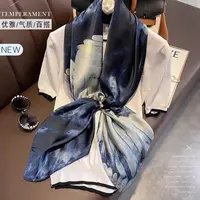 丽景缎110*110方巾气质百搭时尚丝巾夏季优雅披肩-【星辰大海】