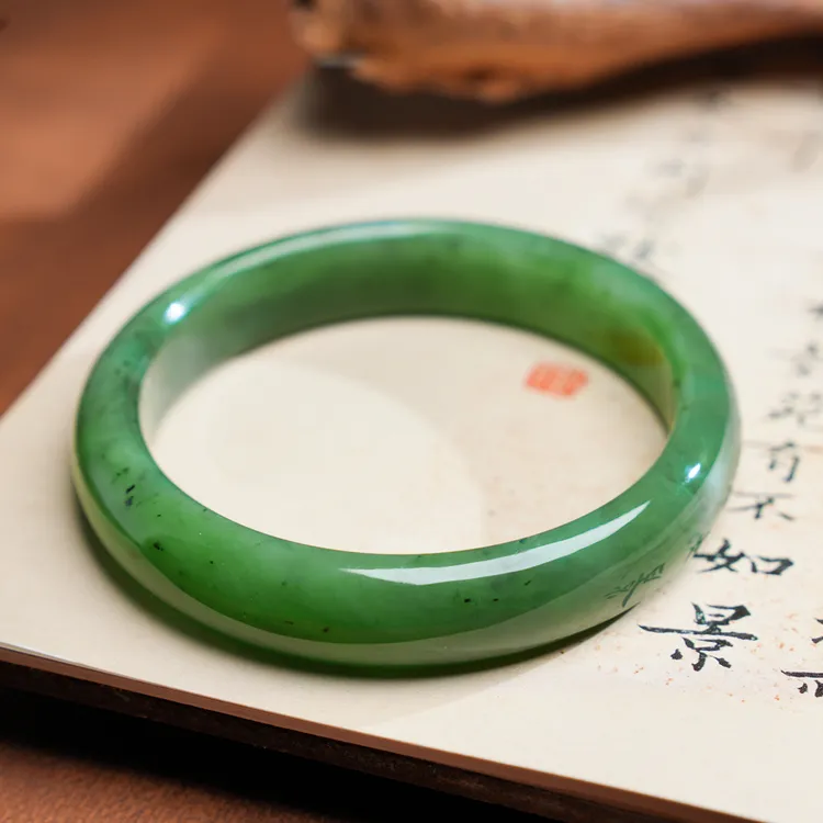 【东方气韵】 和田玉碧玉手镯飘花手镯多样性发一件54-63