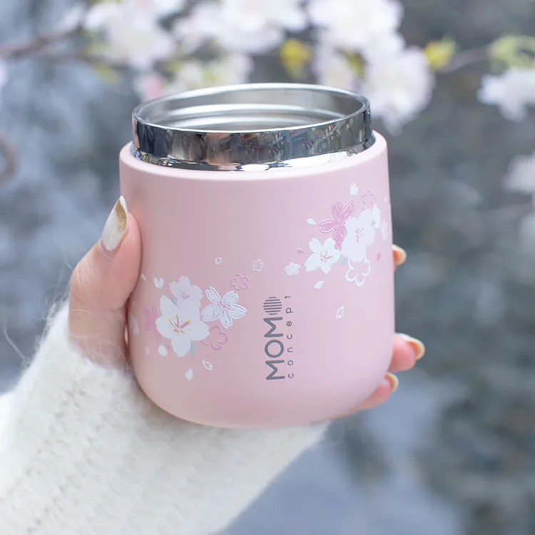 MOMO樱花保温杯咖啡杯女生高颜值316不锈钢便携水杯子生日送礼物