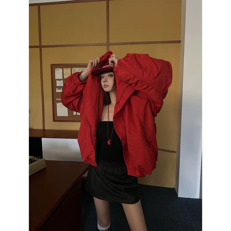 嘉仪【马斯红】花苞夹克棉服