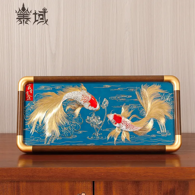 泰域铜雕画《富贵有余》餐厅书房中式风格画 床头装饰画摆台B2-931