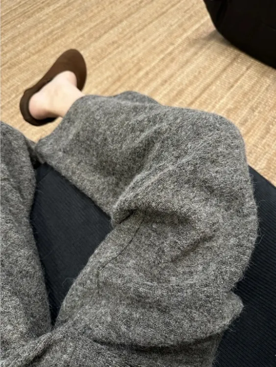 灰色软糯毛呢糯米裤女2025秋冬新款大码胖mm梨形显瘦休闲直筒裤子