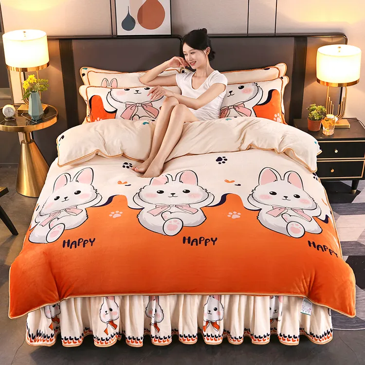 防静电 2025新款8-9斤高克重牛奶绒四件套秋冬加厚保暖双面绒被套