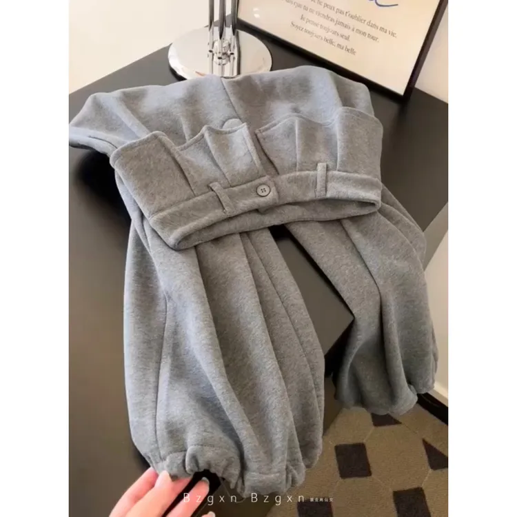 暴走高仙女175高个子加长180加绒冬季假两件糯米休闲阔腿拖地长裤