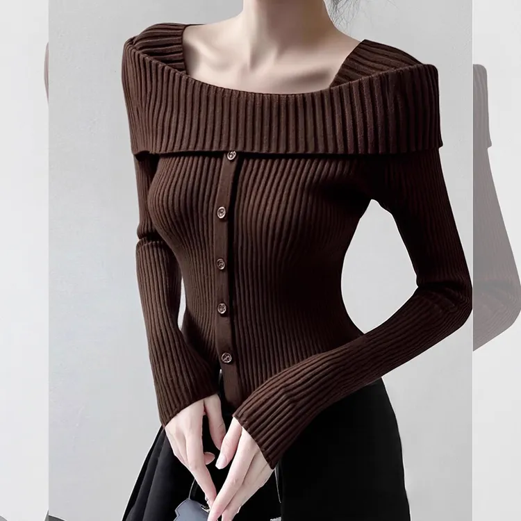 超好看冬装内搭打底毛衣女2025新款美拉德咖色长袖针织衫修身上衣