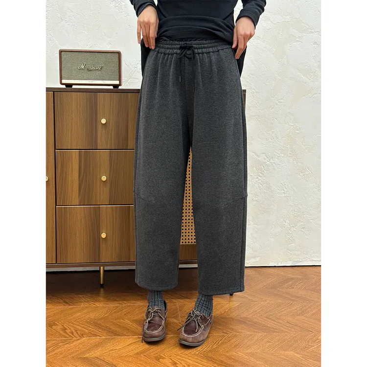 LANGQING 抽绳松紧腰舒适通勤加绒加厚休闲裤47050/47202#