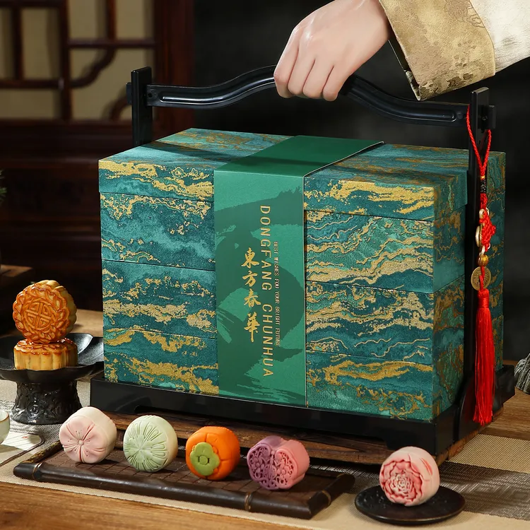故时光高档月饼礼盒装多种口味双层三层五仁莲蓉适合中秋节送礼