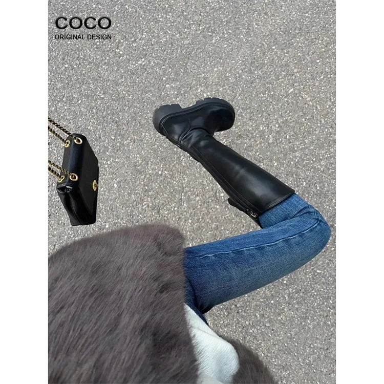 加绒紧身小脚牛仔裤女2025年秋冬新款修身高腰铅笔裤配靴小脚裤子