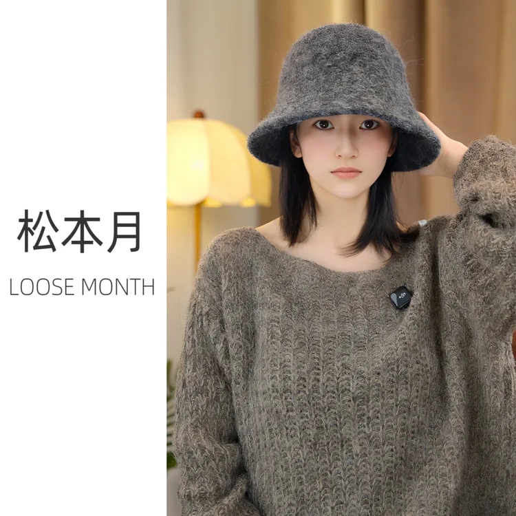 羊毛渔夫帽女秋冬2025新款保暖小众复古富家女礼帽显脸小水桶帽子