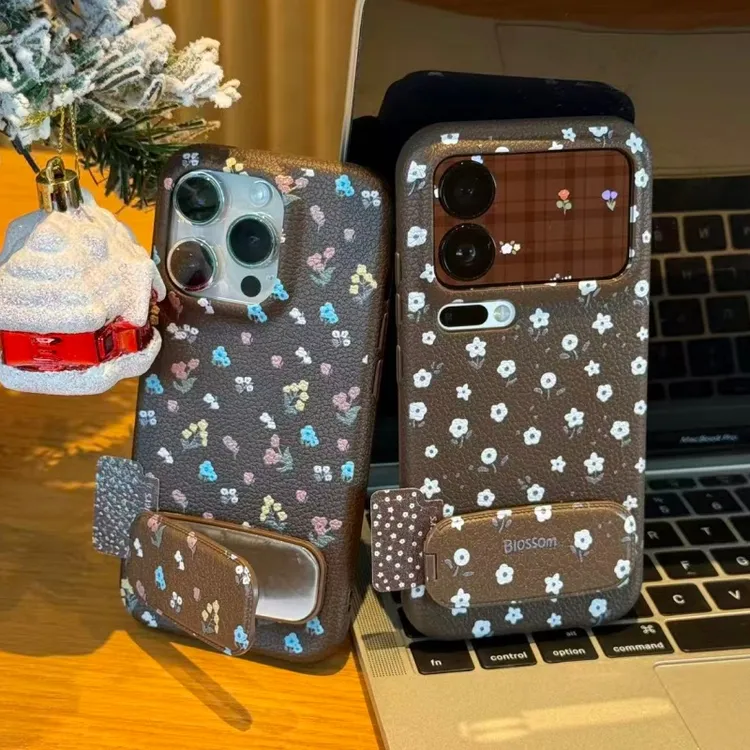 满屏碎花标签支架适用苹果17promax皮纹16手机壳小米vivo华为oppo