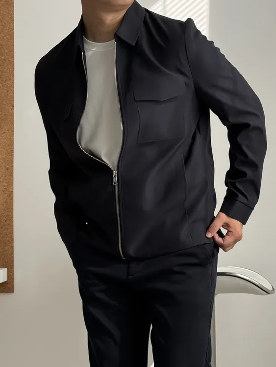 M175高定轻奢行政棉服夹克商务休闲外套男式秋冬新款翻领拉链薄款