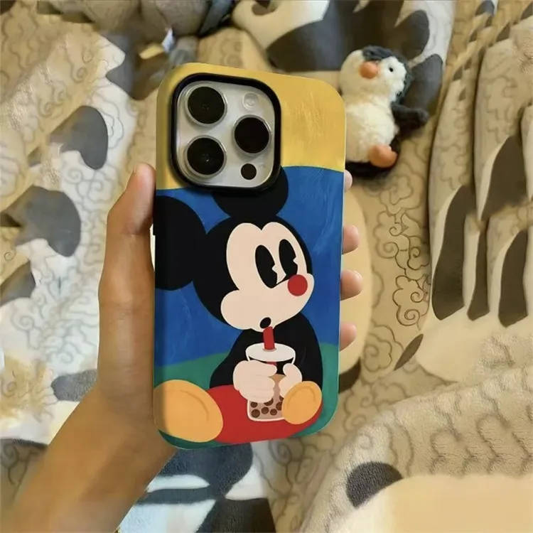 奶茶呆萌米奇适用iPhone17/16promax菲林手机壳华为vivo小米oppo