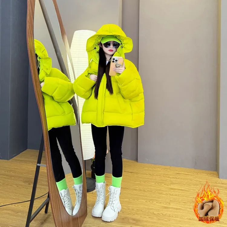女童羽绒服保暖冬装2026新款洋气连帽白鸭绒羽绒服加绒铅笔裤套装