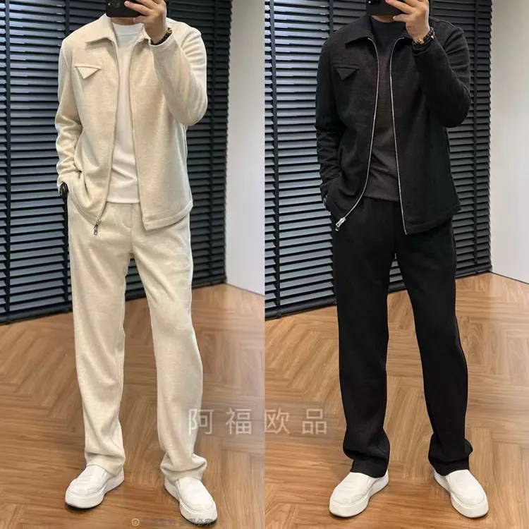 【雅绅男装】男士净奢B*V老钱风羊毛醋酸定织套装