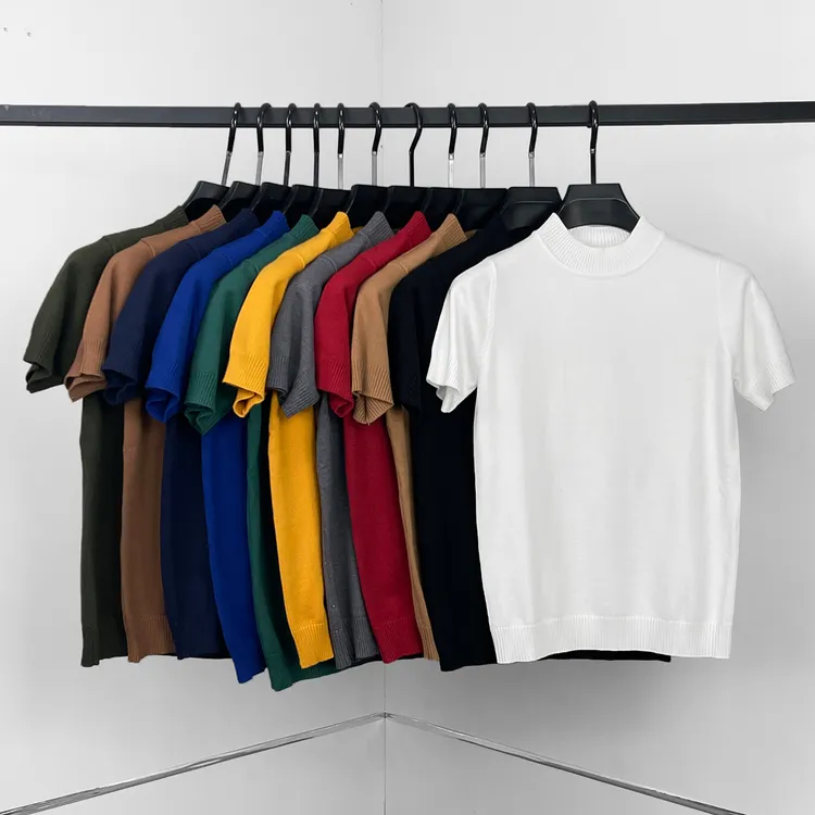 秋冬季新款男士短袖半高领针织打底衫纯色简约百搭青年亲肤毛衣潮