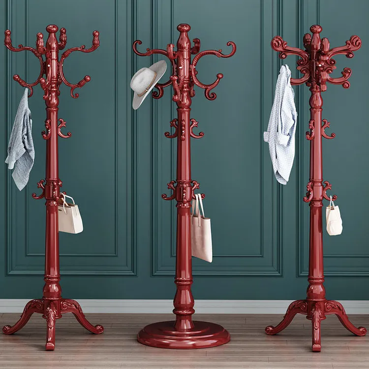 实木衣帽架落地挂衣架大衣架晾衣架衣帽挂衣服架欧式衣架置物架