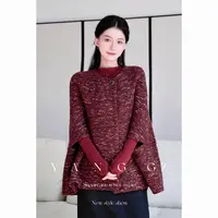 YANG GZ【烟花胜意】羊毛混纺A字廓形小香风斗篷外套女 GZ667#6808